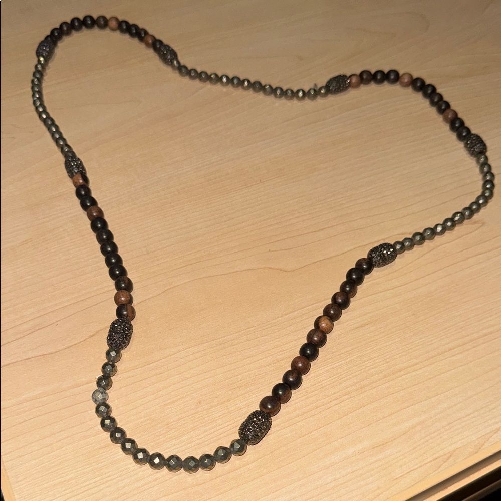 Black and Brown Beaded VINTAGE Necklace - Rhinestone Bead - New